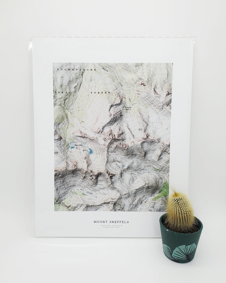 Mount Sneffels USGS Color Topographic Map - 11x14
