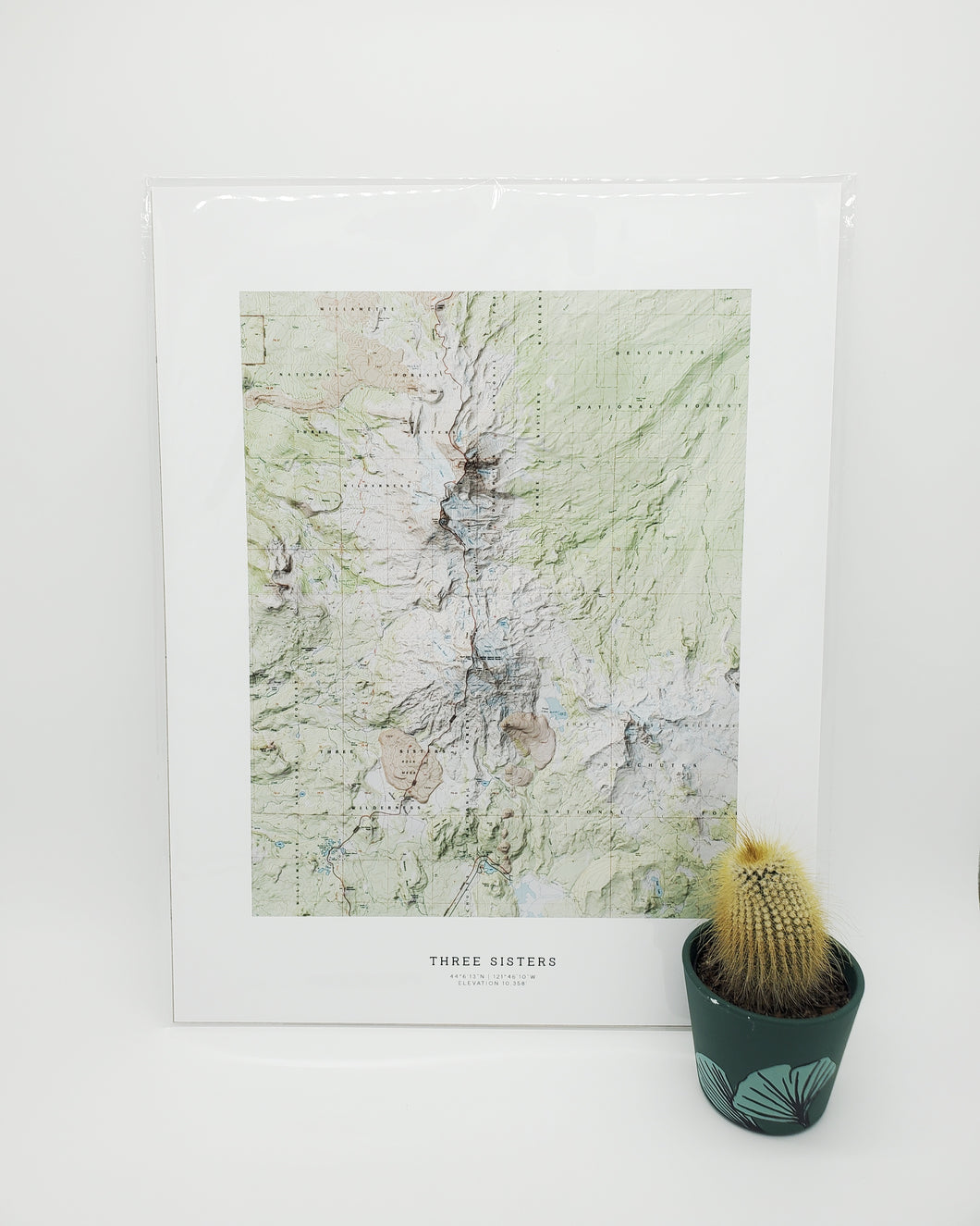 Three Sisters USGS Color Topographic Map - 11x14