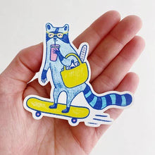 Load image into Gallery viewer, Sticker - farmers market skater raccoon
