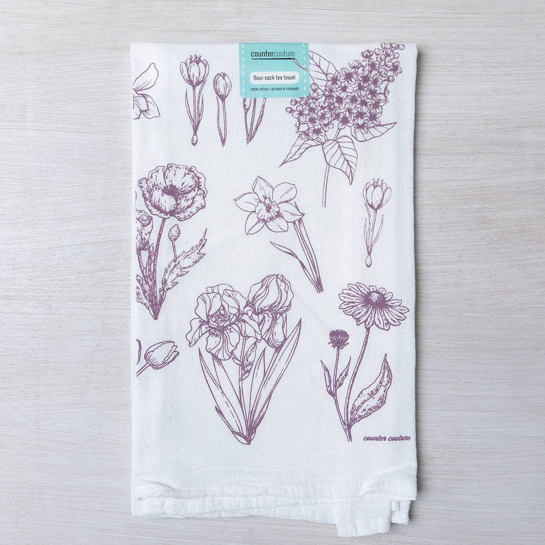 Flower Print Tea Towel